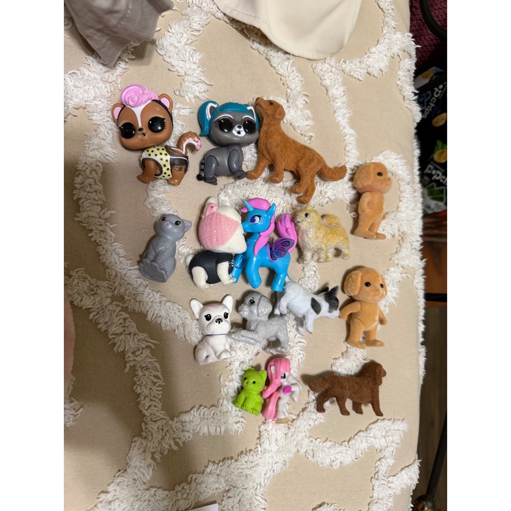 Mixed Toy Animal Lot LOL Surprise‎ Pets My Little Pony Flocked Dogs Figures 14pc